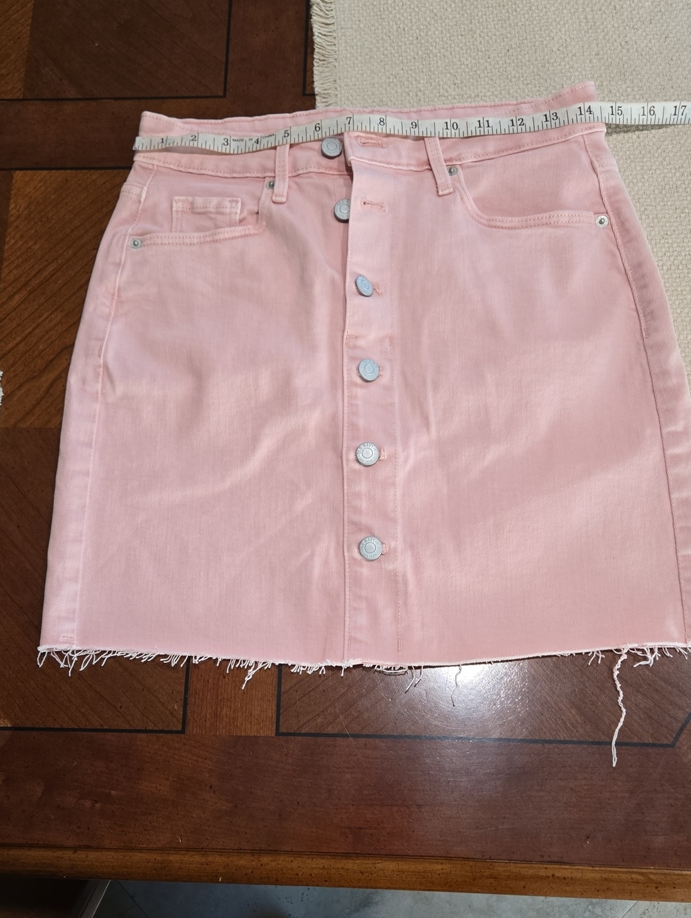 Old Navy Pastel Pink Button-Front Distress  Mini Skirt